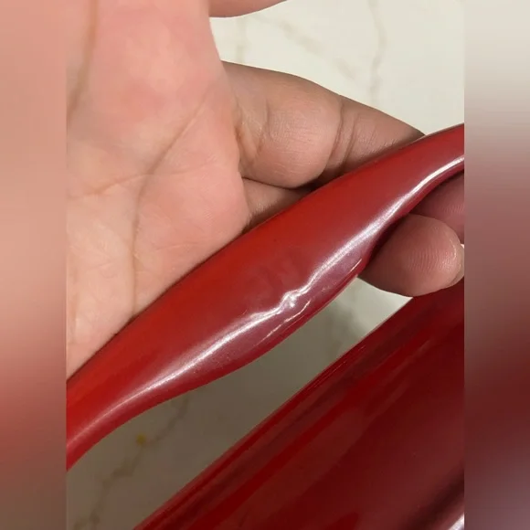 LE CREUSET Red Cast Iron Griddle Pan w/ Side Handles